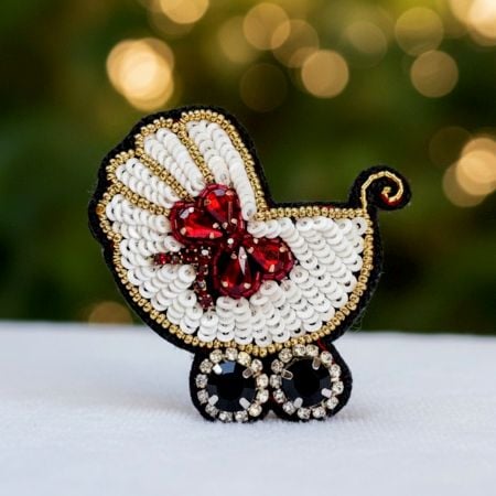 Handmade Jewelry Baby Stroller Beaded Brooch